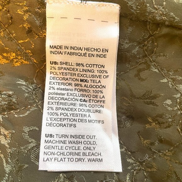 Chico's Quilted Military Jacket Sz 3 / XL Olive Green Embellished Baroque EUC - Picture 9 of 11